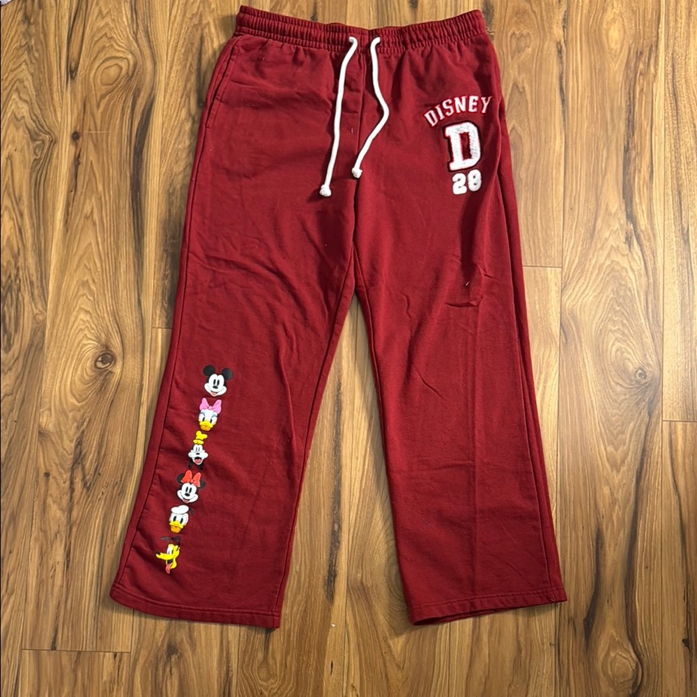 Disney Red Athletic Sweatpants with Elastic Waistband